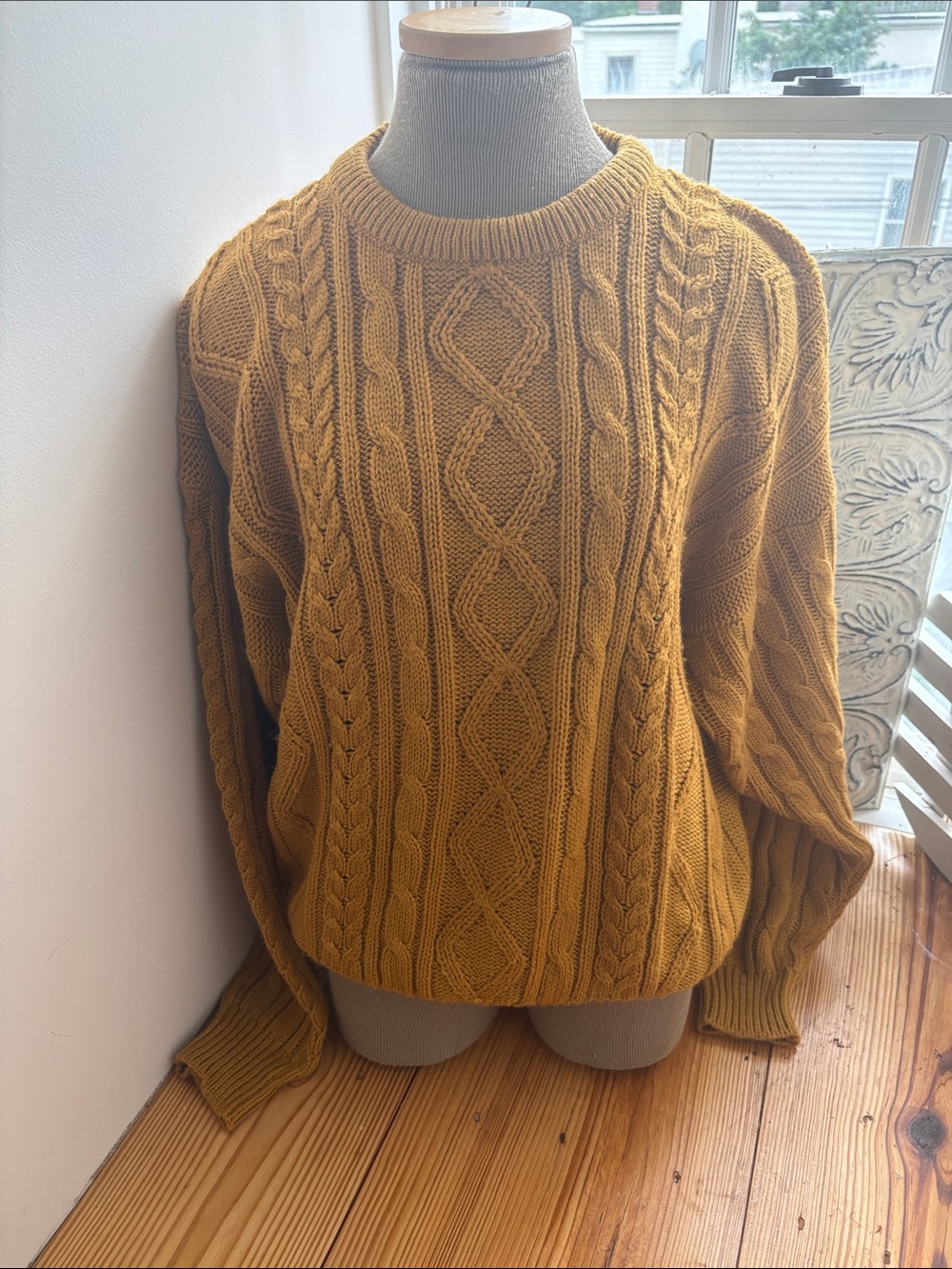 Vintage Mustard Cable Knit Chunky Sweater